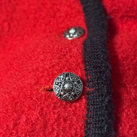 Vintage Tally-Ho Red Boiled Wool Cardigan – Size 12 - Picture 14 of 15